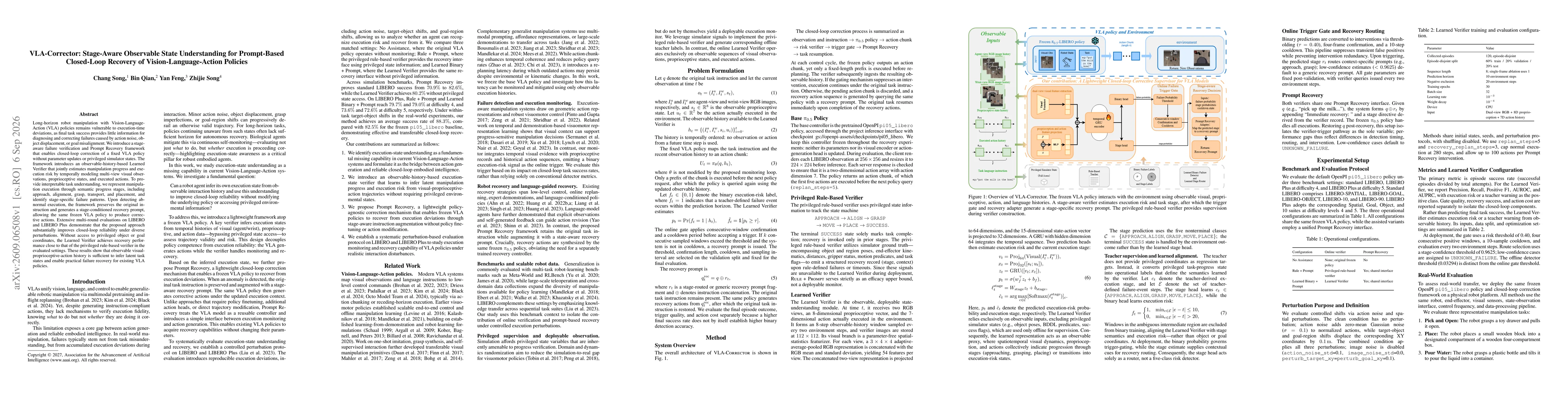 Thumbnail for VLA-Corrector: Stage-Aware Observable State Understanding for Prompt-Based Closed-Loop Recovery of Vision-Language-Action Policies
