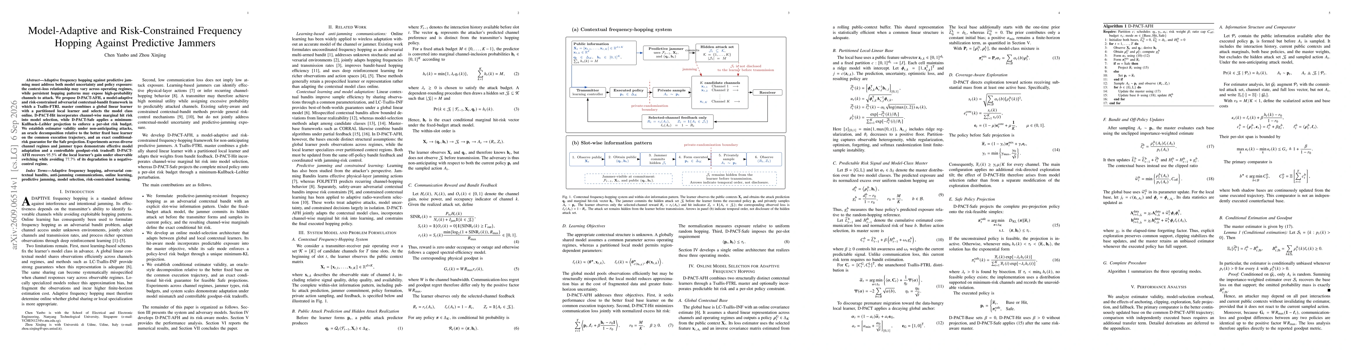 Thumbnail for Model-Adaptive and Risk-Constrained Frequency Hopping Against Predictive Jammers
