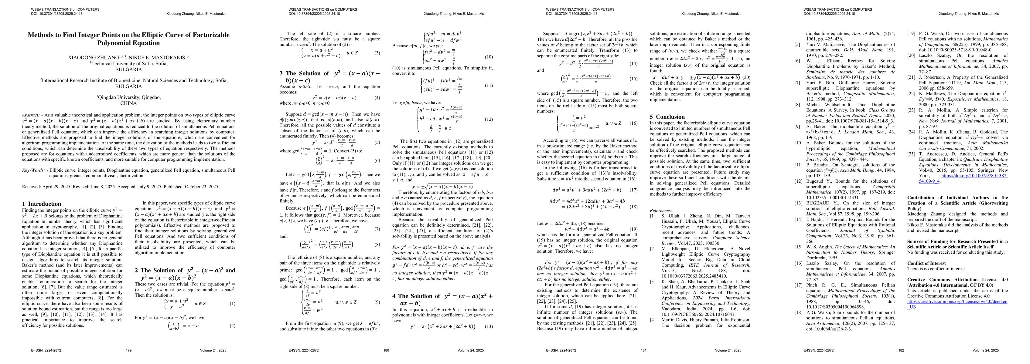 Thumbnail for Methods to Find Integer Points on the Elliptic Curve of Factorizable Polynomial Equation