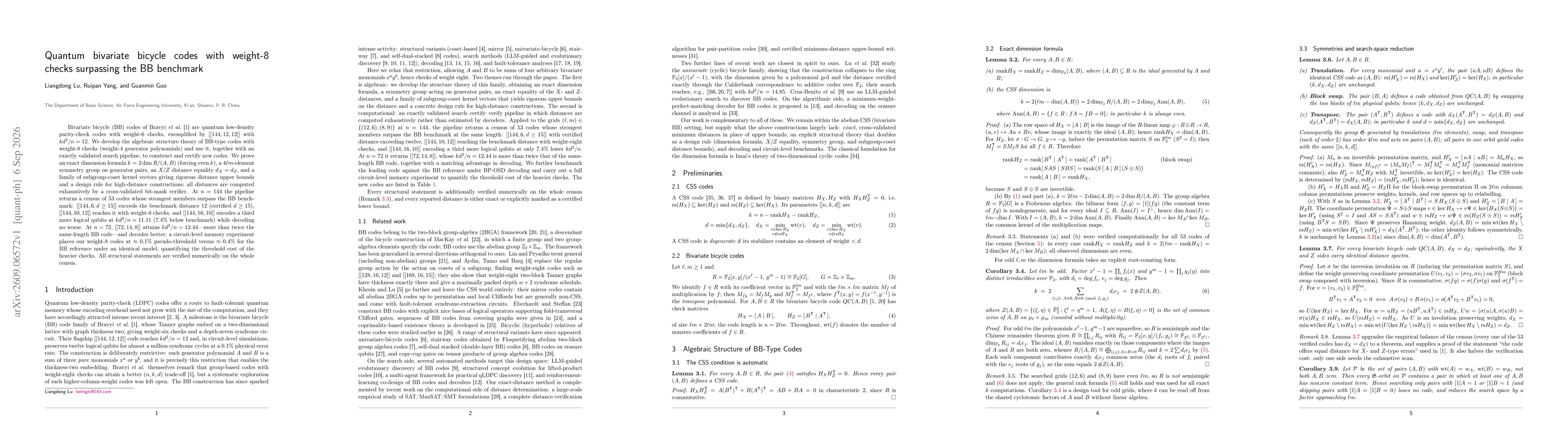 Thumbnail for Quantum bivariate bicycle codes with weight-8 checks surpassing the BB benchmark