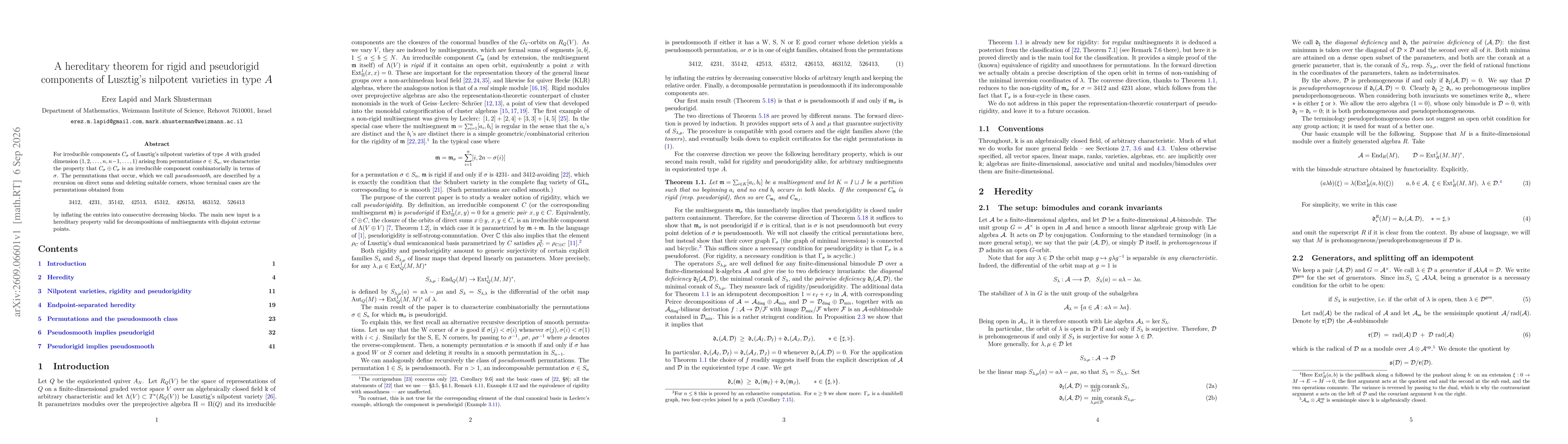 Thumbnail for A hereditary theorem for rigid and pseudorigid components of Lusztig's nilpotent varieties in type $A$