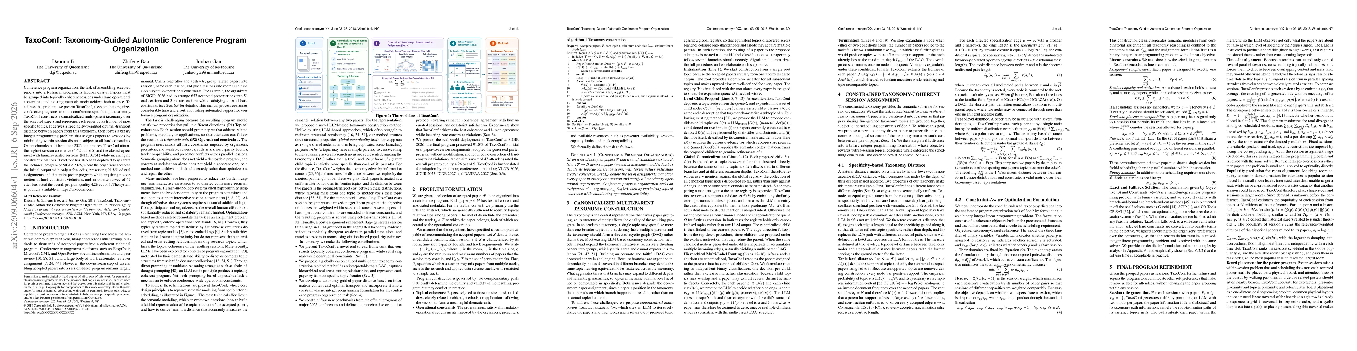 Thumbnail for TaxoConf: Taxonomy-Guided Automatic Conference Program Organization