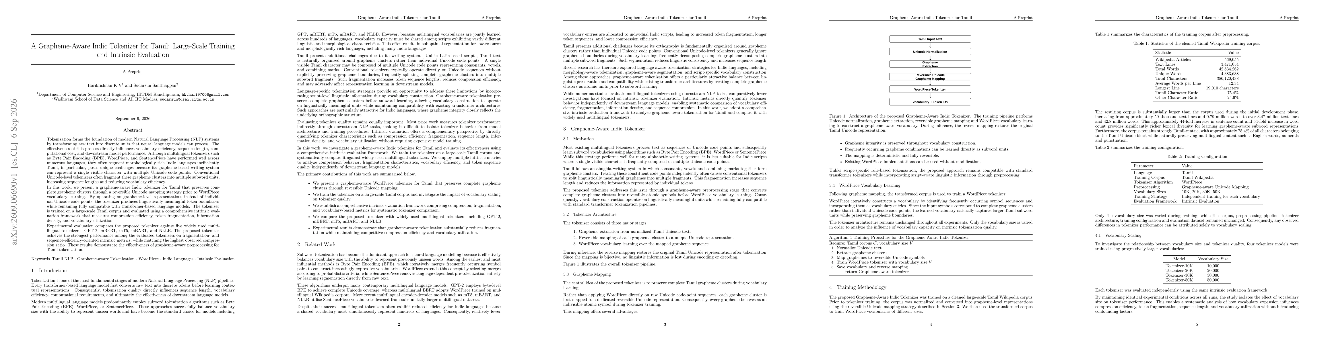 Thumbnail for A Grapheme-Aware Indic Tokenizer for Tamil: Large-Scale Training and Intrinsic Evaluation