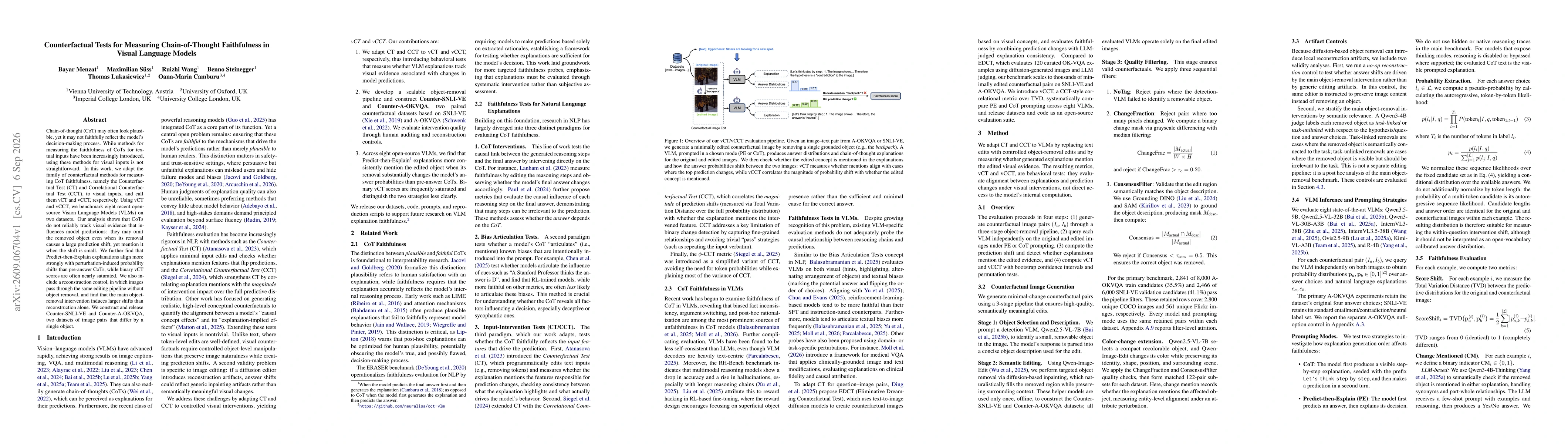Thumbnail for Counterfactual Tests for Measuring Chain-of-Thought Faithfulness in Visual Language Models