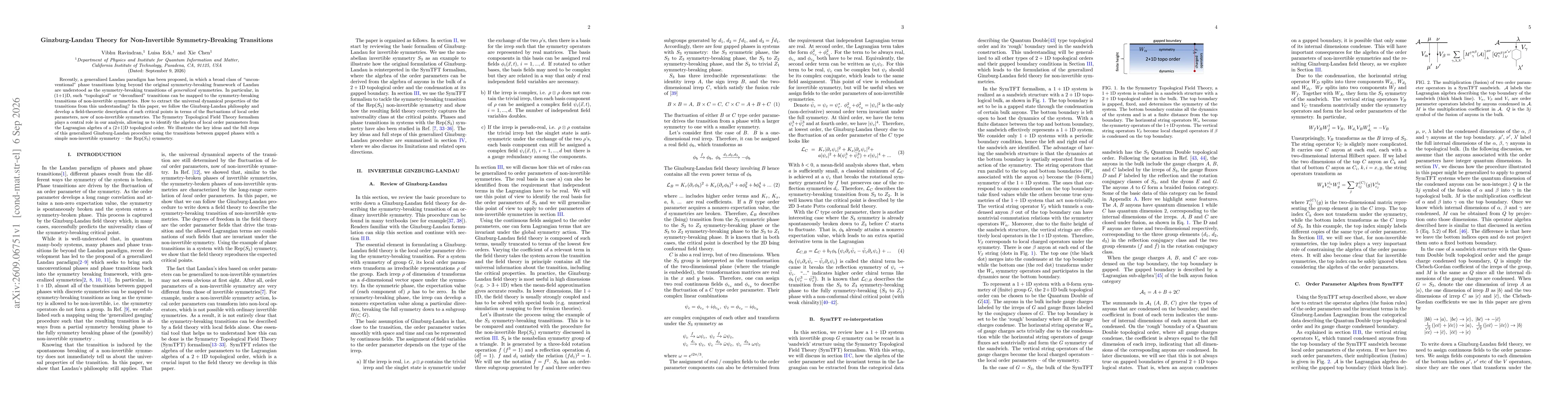 Thumbnail for Ginzburg-Landau Theory for Non-Invertible Symmetry-Breaking Transitions