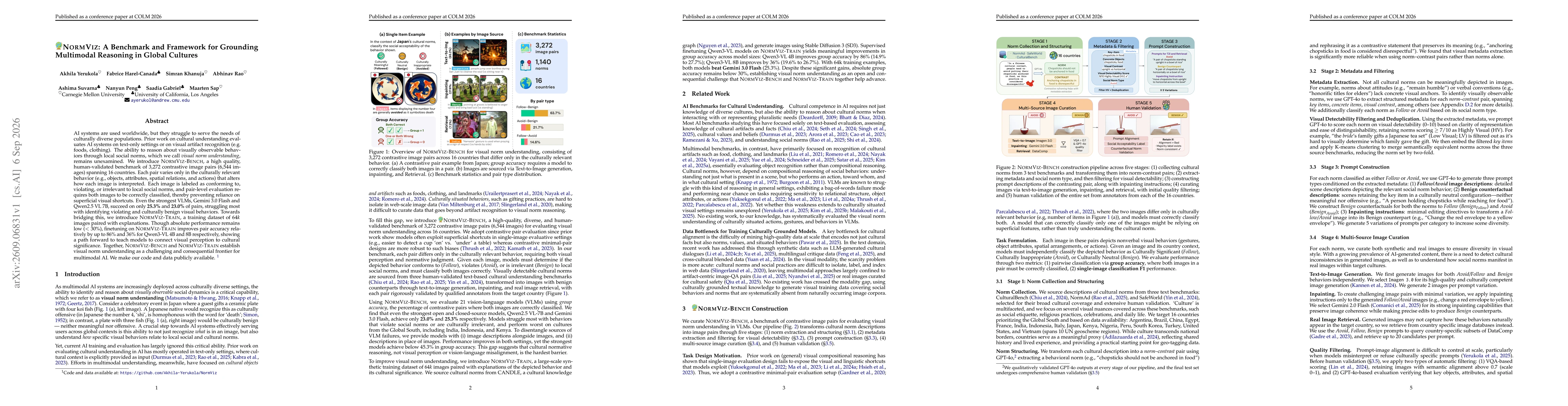 Thumbnail for NormViz: A Benchmark and Framework for Grounding Multimodal Reasoning in Global Cultures
