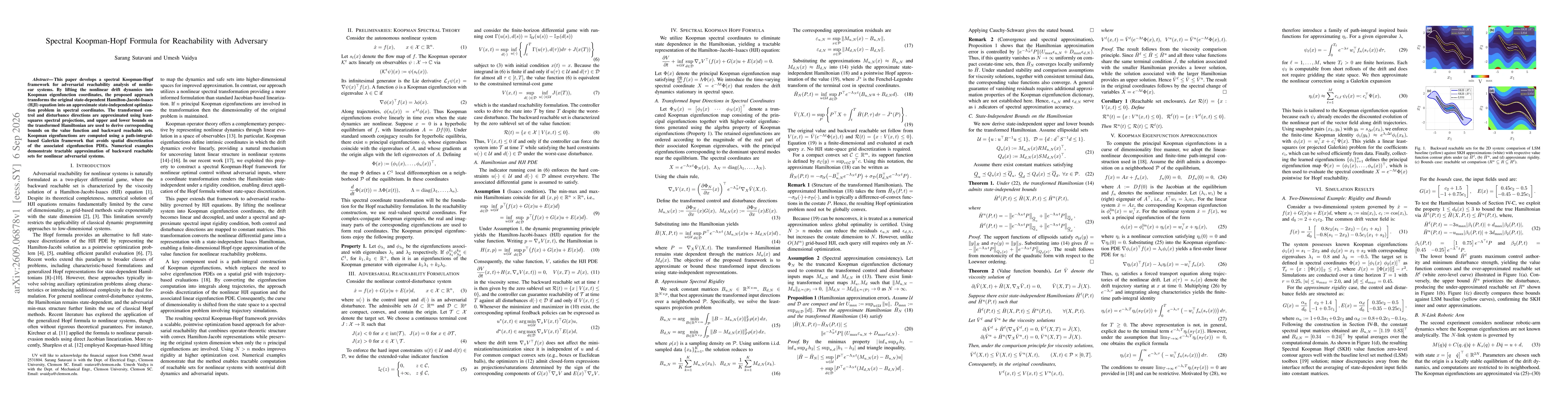 Thumbnail for Spectral Koopman-Hopf Formula for Reachability with Adversary