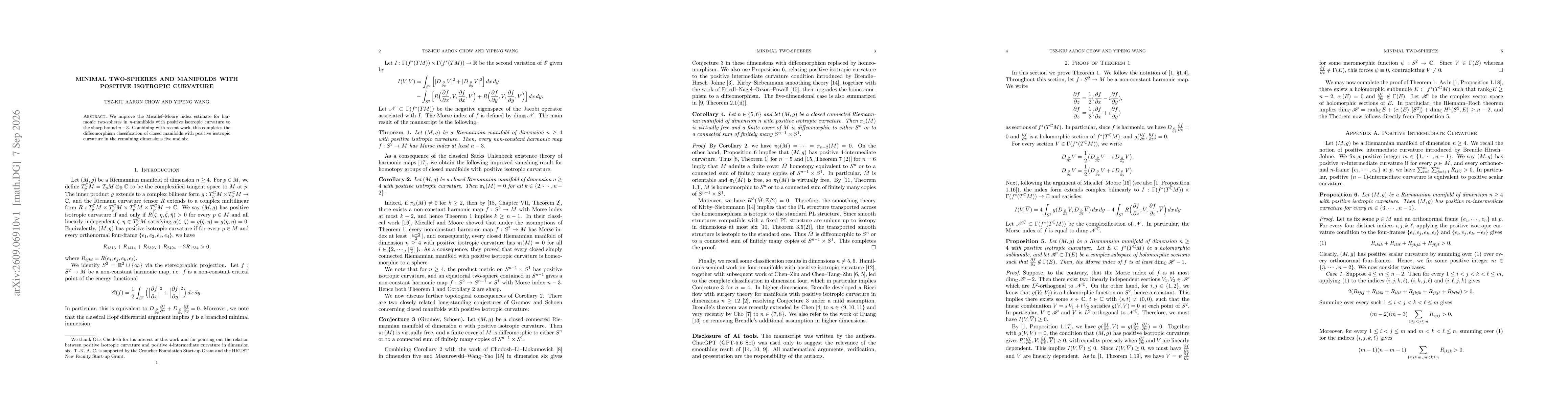 Thumbnail for Minimal Two-Spheres and Manifolds with Positive Isotropic Curvature