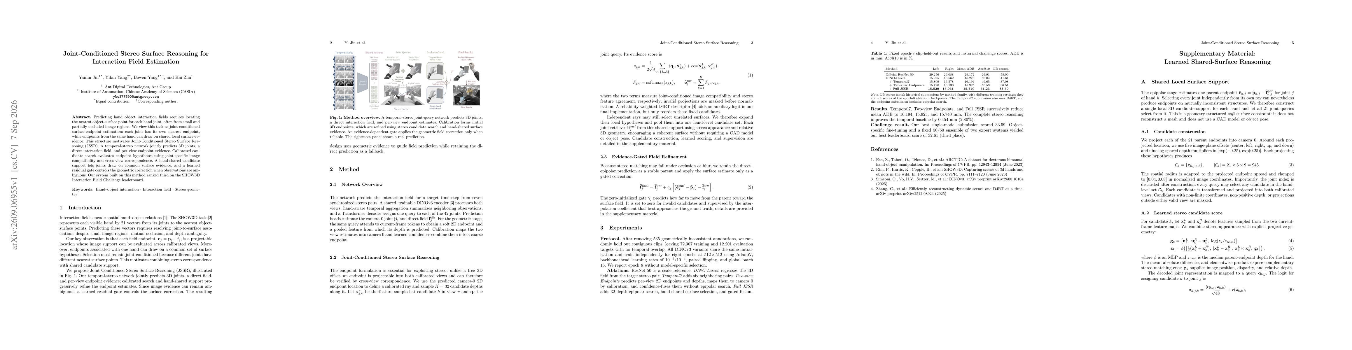 Thumbnail for Joint-Conditioned Stereo Surface Reasoning for Interaction Field Estimation