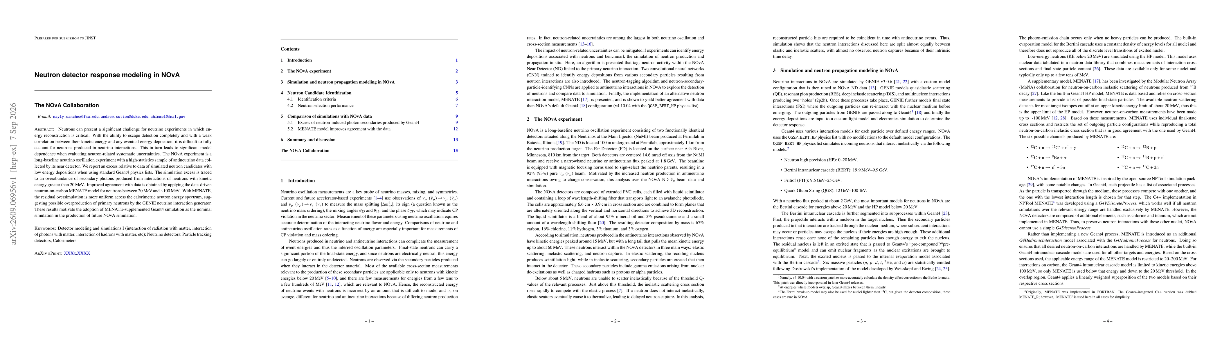 Thumbnail for Neutron detector response modeling in NOvA