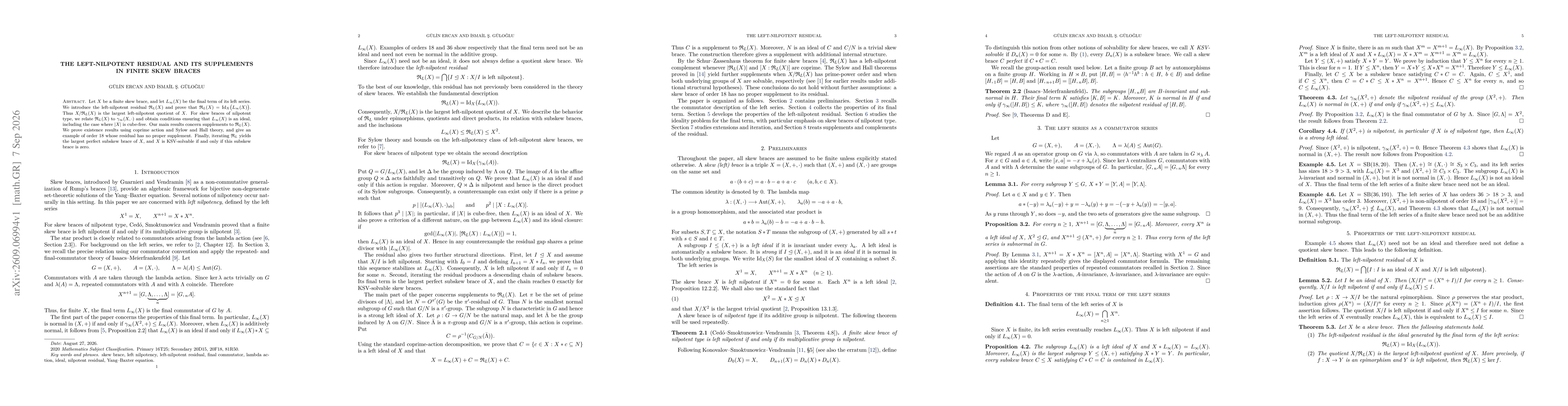 Thumbnail for The Left-Nilpotent Residual and Its Supplements in Finite Skew Braces