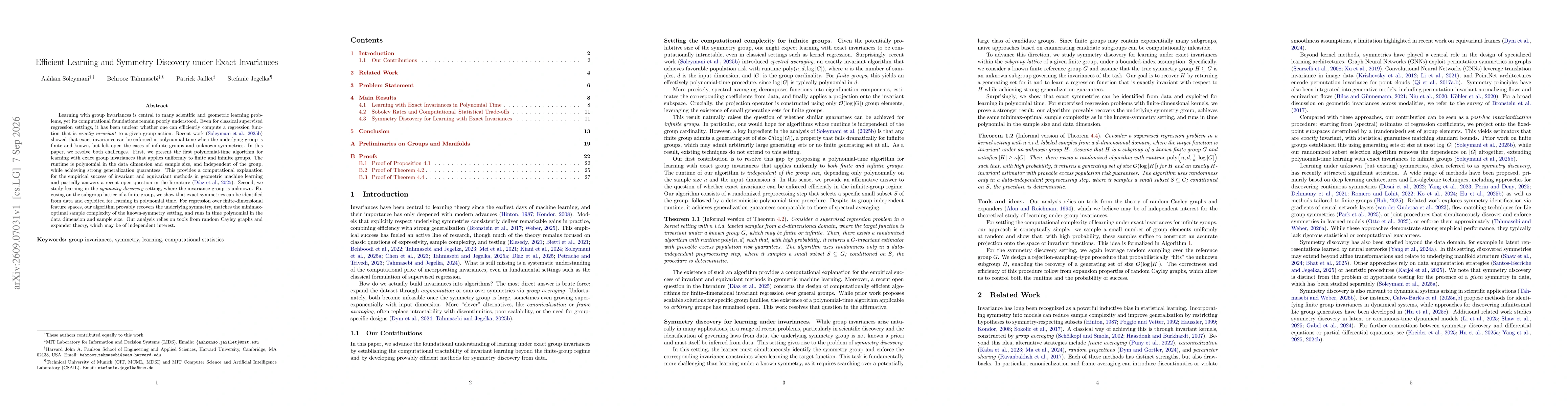 Thumbnail for Efficient Learning and Symmetry Discovery under Exact Invariances