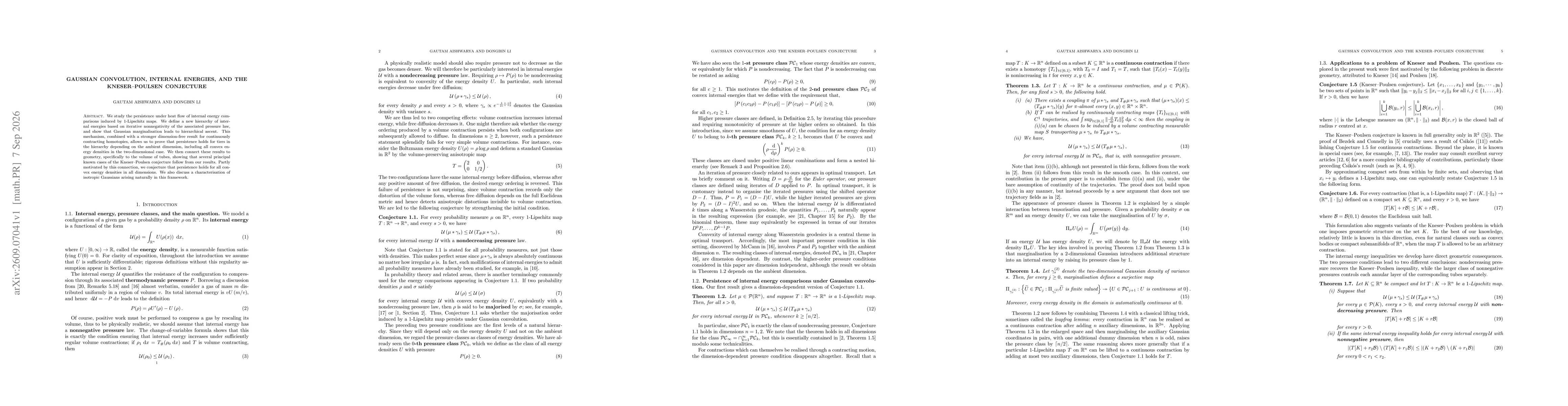 Thumbnail for Gaussian Convolution, Internal Energies, and the Kneser--Poulsen Conjecture