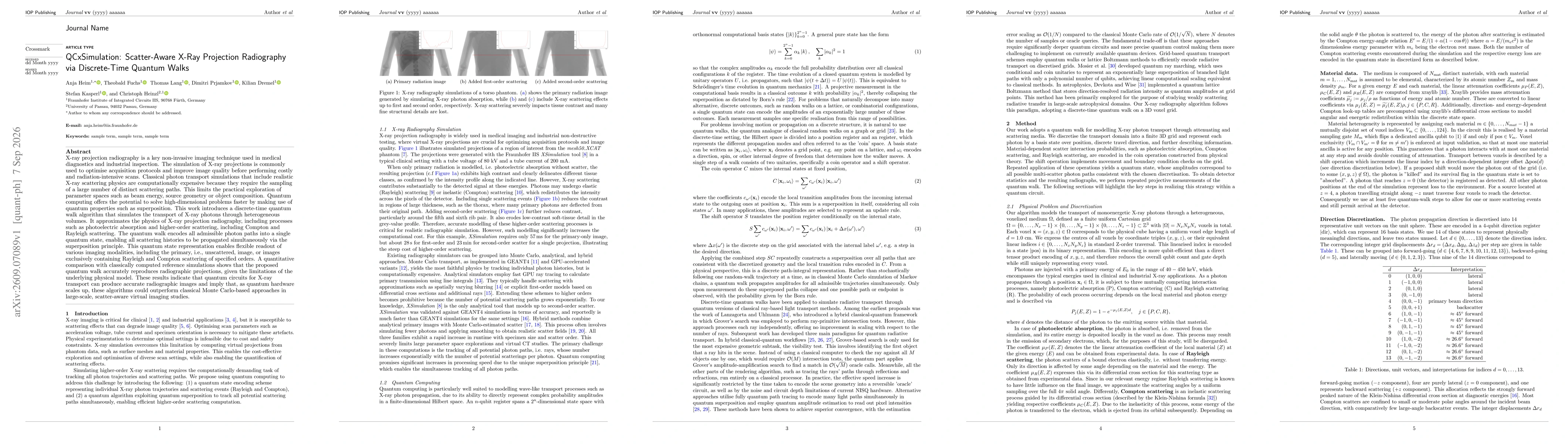 Thumbnail for QCxSimulation: Scatter-Aware X-Ray Projection Radiography via Discrete-Time Quantum Walks