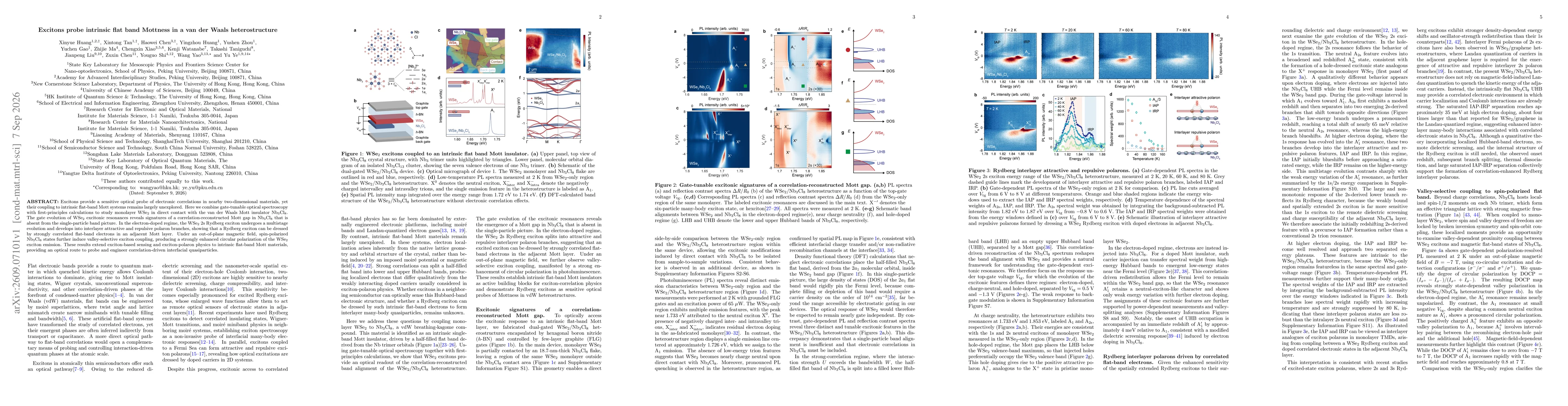 Thumbnail for Excitons probe intrinsic flat band Mottness in a van der Waals heterostructure