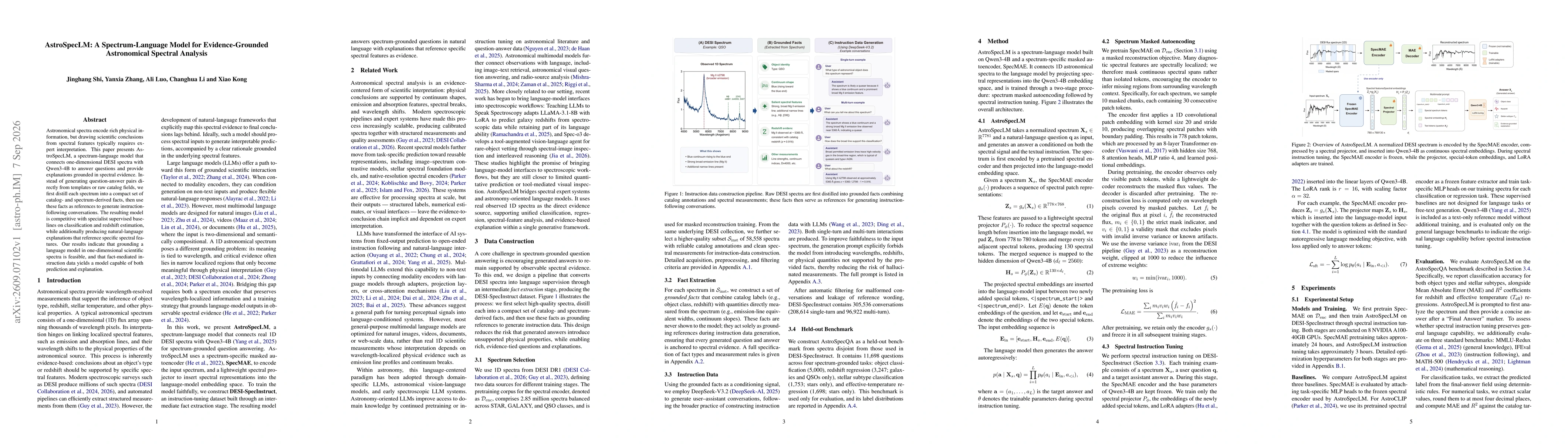 Thumbnail for AstroSpecLM: A Spectrum-Language Model for Evidence-Grounded Astronomical Spectral Analysis