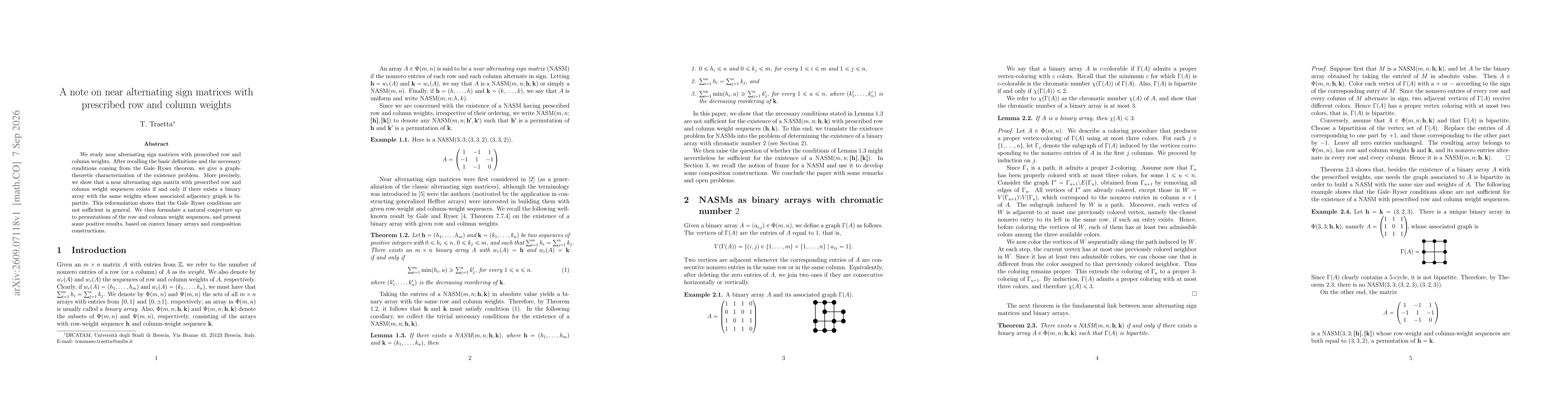 Thumbnail for A note on near alternating sign matrices with prescribed row and column weights