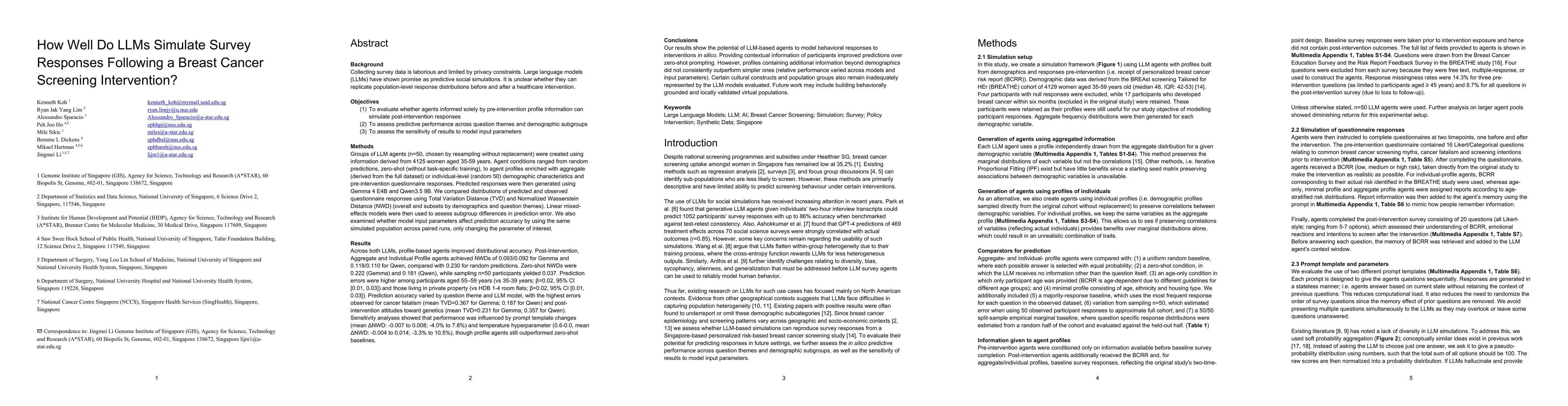 Thumbnail for How Well Do LLMs Simulate Survey Responses Following a Breast Cancer Screening Intervention?