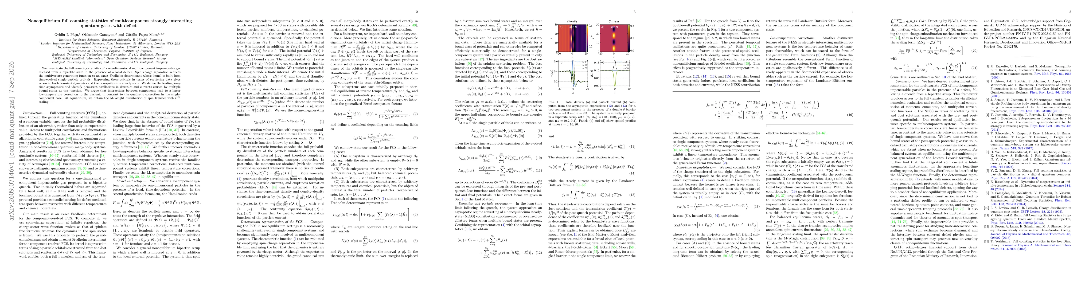 Thumbnail for Nonequilibrium full counting statistics of multicomponent strongly-interacting quantum gases with defects