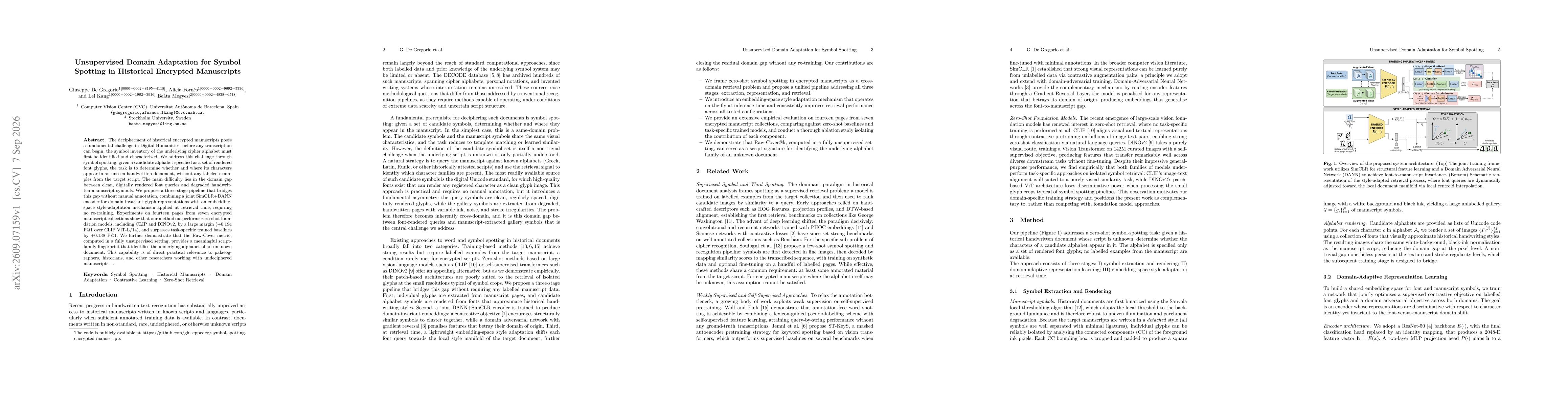 Thumbnail for Unsupervised Domain Adaptation for Symbol Spotting in Historical Encrypted Manuscripts