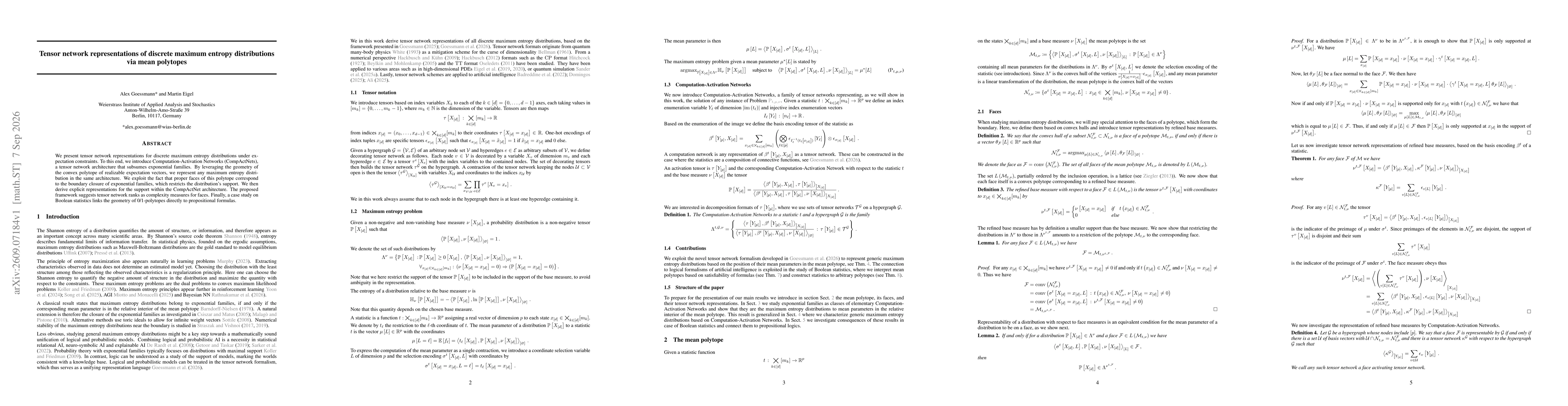Thumbnail for Tensor network representations of discrete maximum entropy distributions via mean polytopes