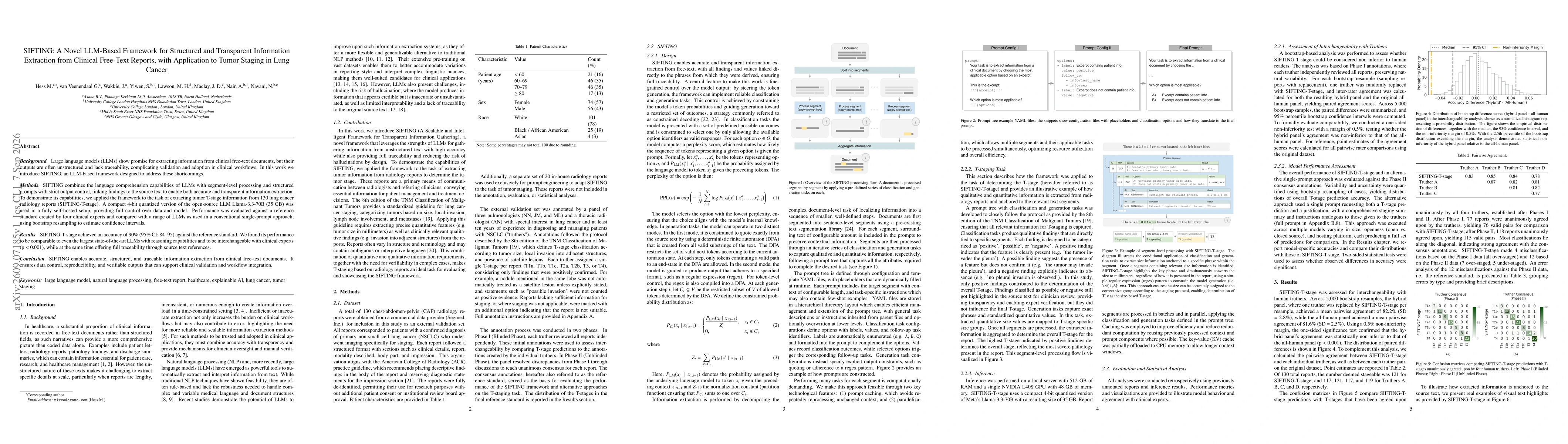 Thumbnail for SIFTING: A Novel LLM-Based Framework for Structured and Transparent Information Extraction from Clinical Free-Text Reports, with Application to Tumor Staging in Lung Cancer
