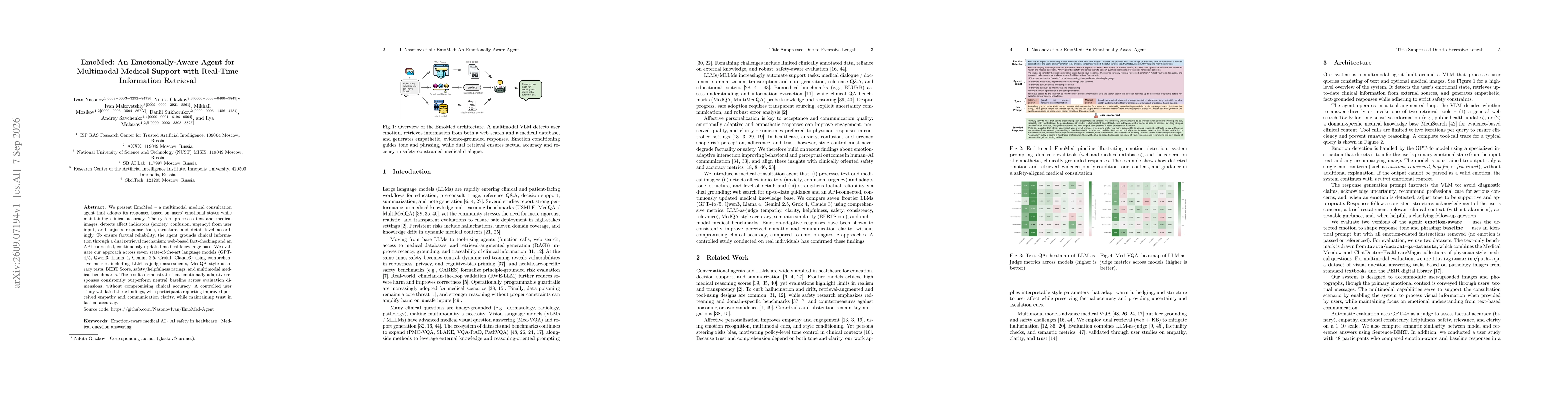 Thumbnail for EmoMed: An Emotionally-Aware Agent for Multimodal Medical Support with Real-Time Information Retrieval