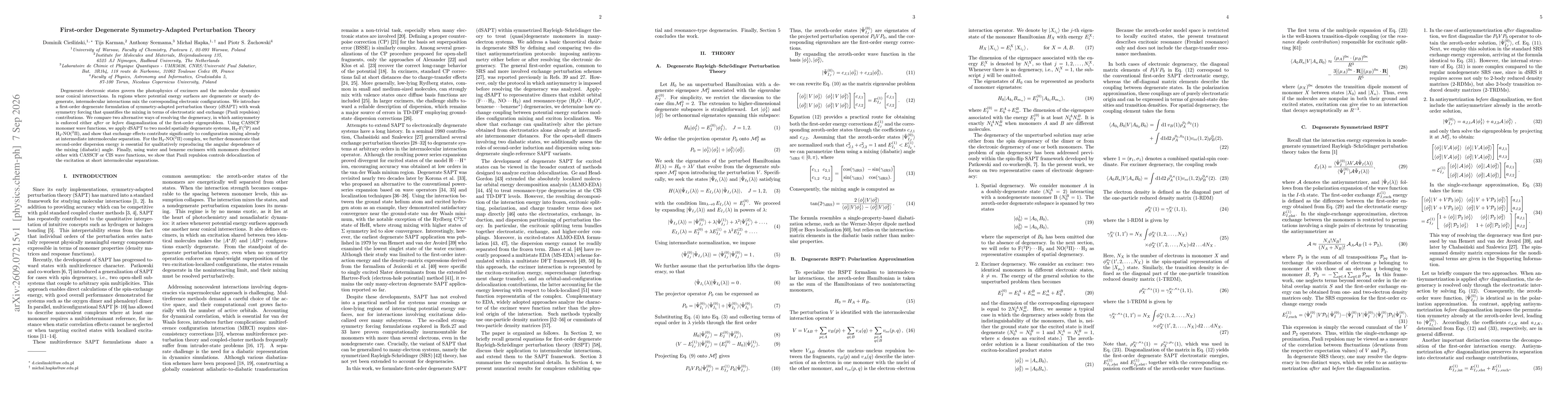 Thumbnail for First-order Degenerate Symmetry-Adapted Perturbation Theory
