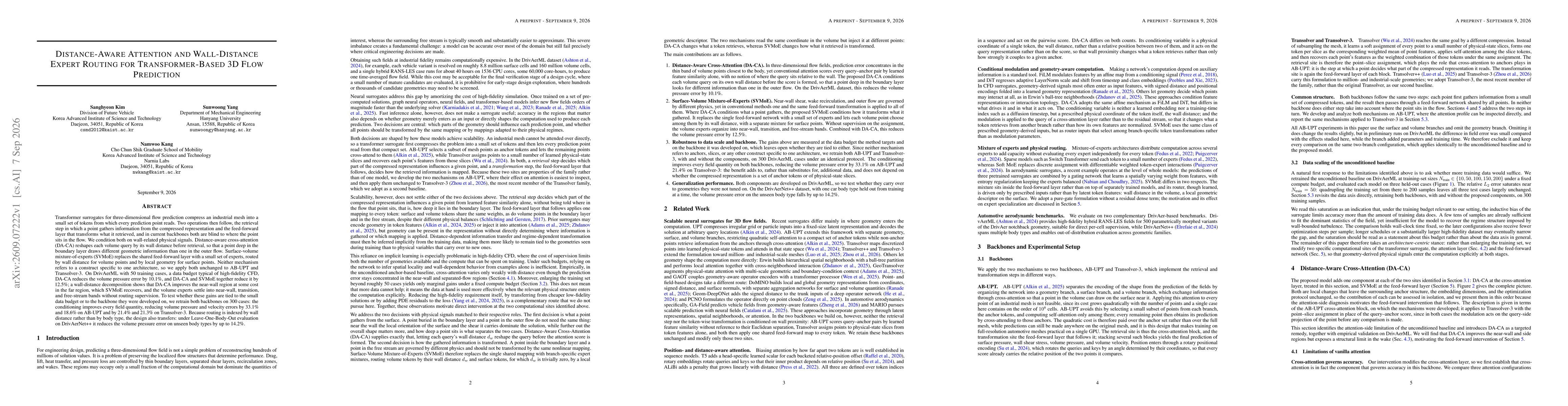 Thumbnail for Distance-Aware Attention and Wall-Distance Expert Routing for Transformer-Based 3D Flow Prediction
