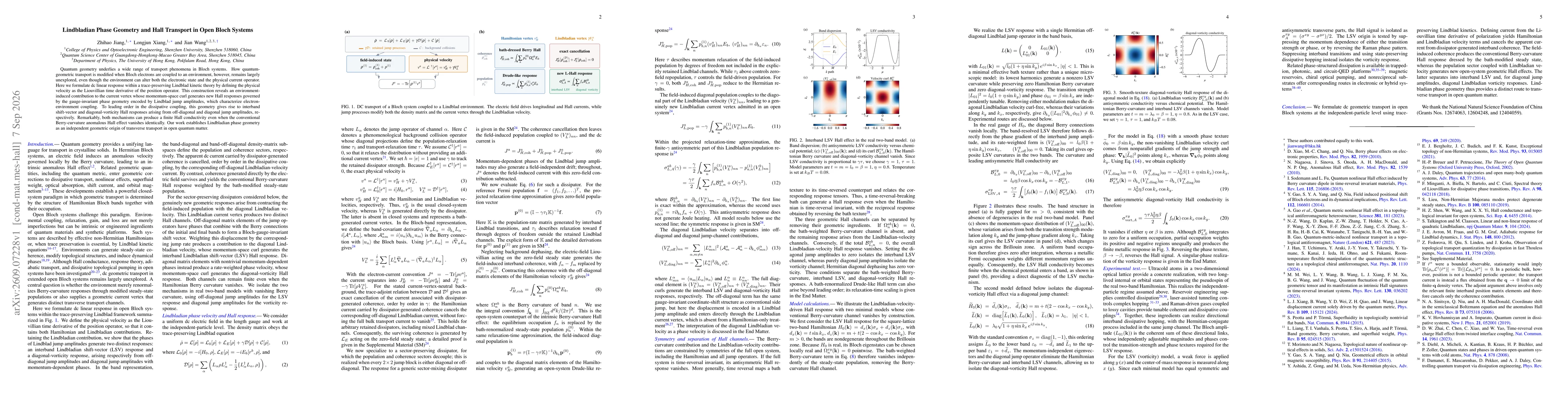 Thumbnail for Lindbladian Phase Geometry and Hall Transport in Open Bloch Systems