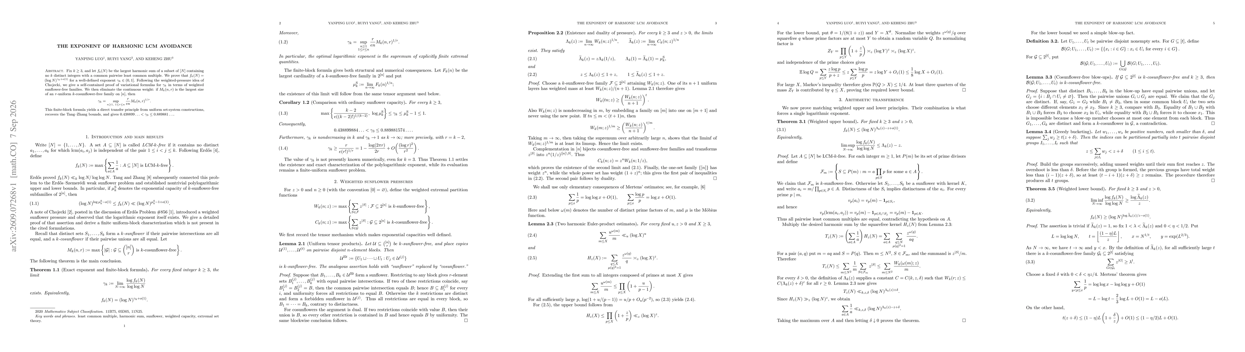 Thumbnail for The exponent of harmonic LCM avoidance