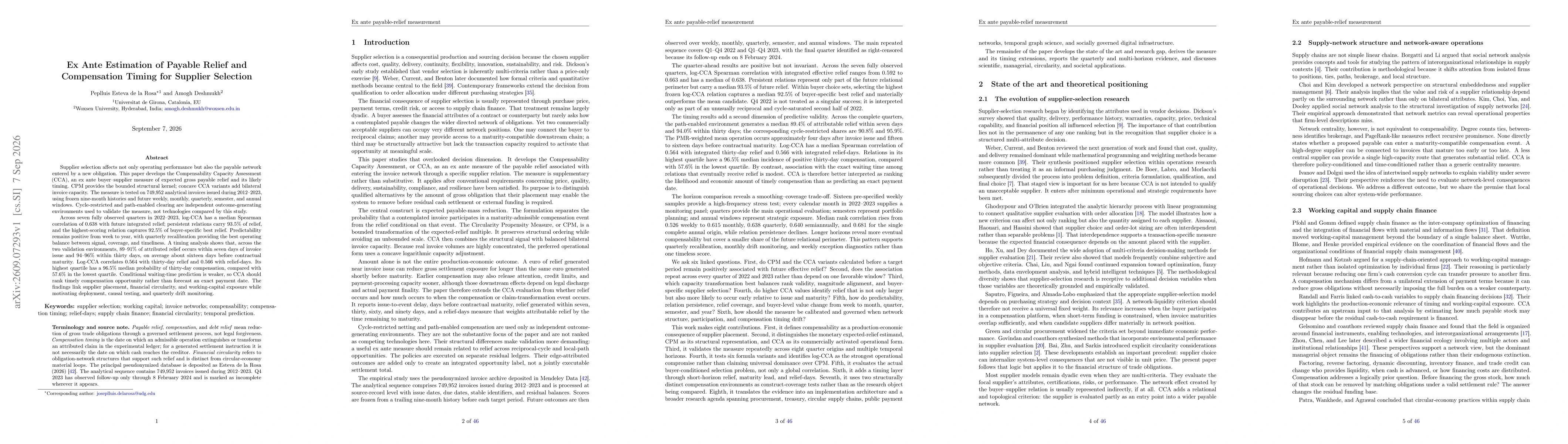 Thumbnail for Ex Ante Estimation of Payable Relief and Compensation Timing for Supplier Selection