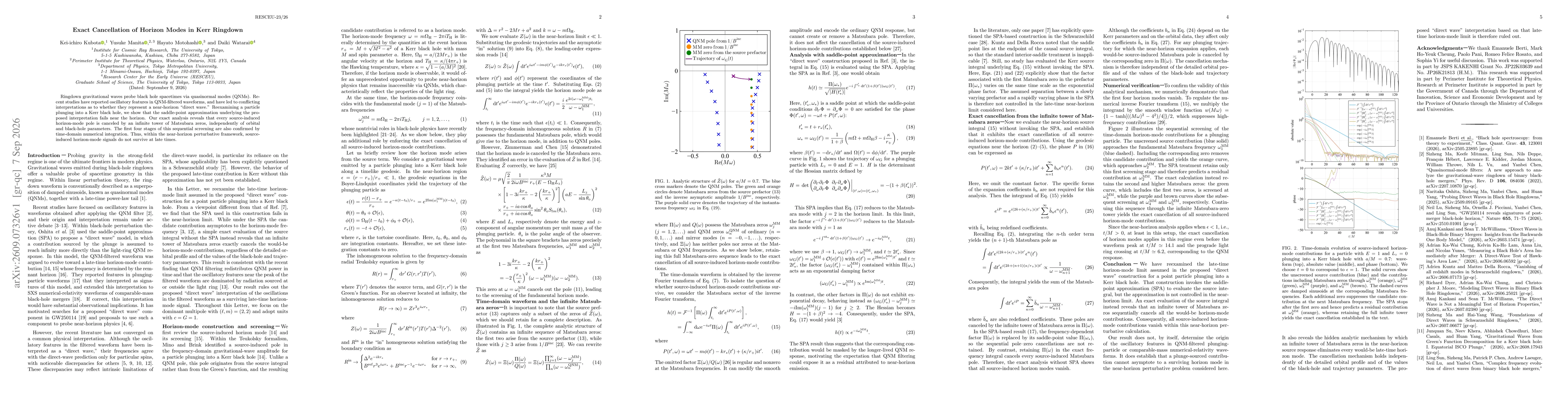 Thumbnail for Exact Cancellation of Horizon Modes in Kerr Ringdown