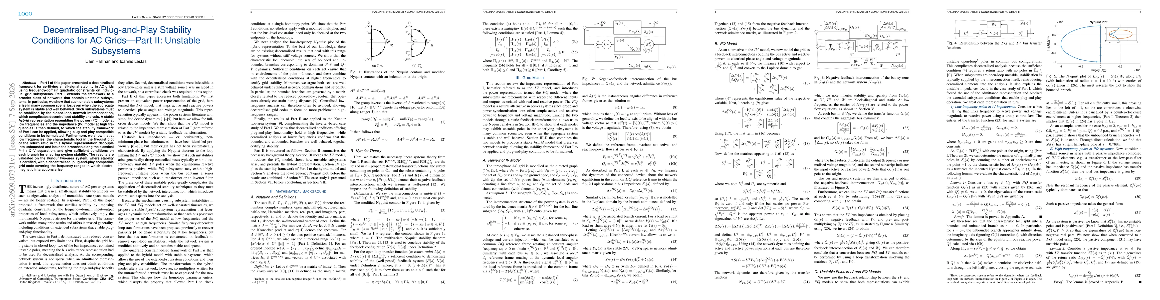 Thumbnail for Decentralised Plug-and-Play Stability Conditions for AC Grids-Part II: Unstable Subsystems