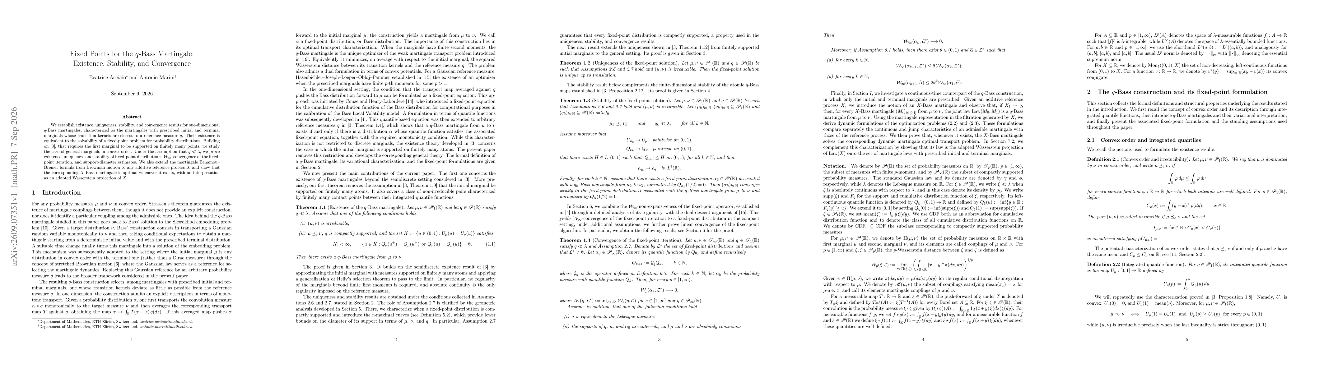 Thumbnail for Fixed Points for the $q$-Bass Martingale: Existence, Stability, and Convergence