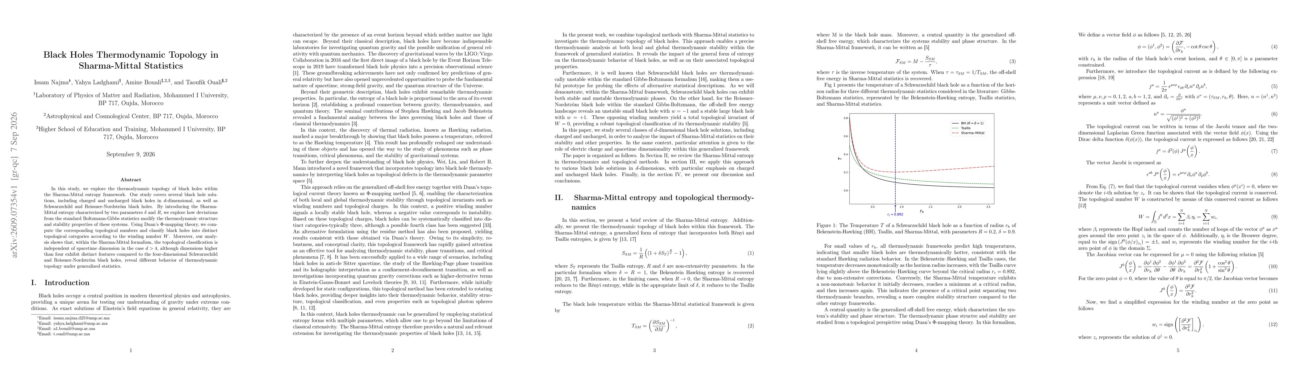 Thumbnail for Black Holes Thermodynamic Topology in Sharma-Mittal Statistics