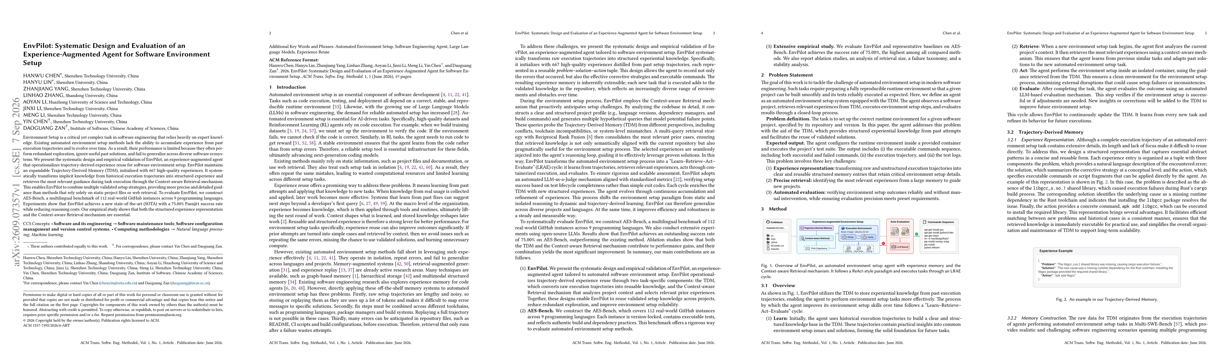Thumbnail for EnvPilot: Systematic Design and Evaluation of an Experience-Augmented Agent for Software Environment Setup