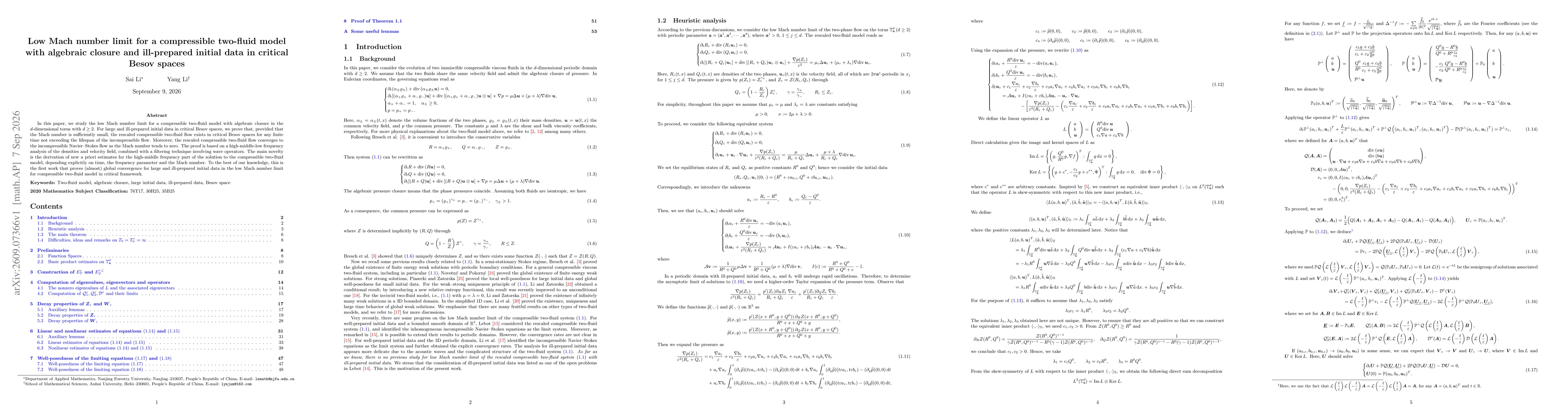 Thumbnail for Low Mach number limit for a compressible two-fluid model with algebraic closure and ill-prepared initial data in critical Besov spaces