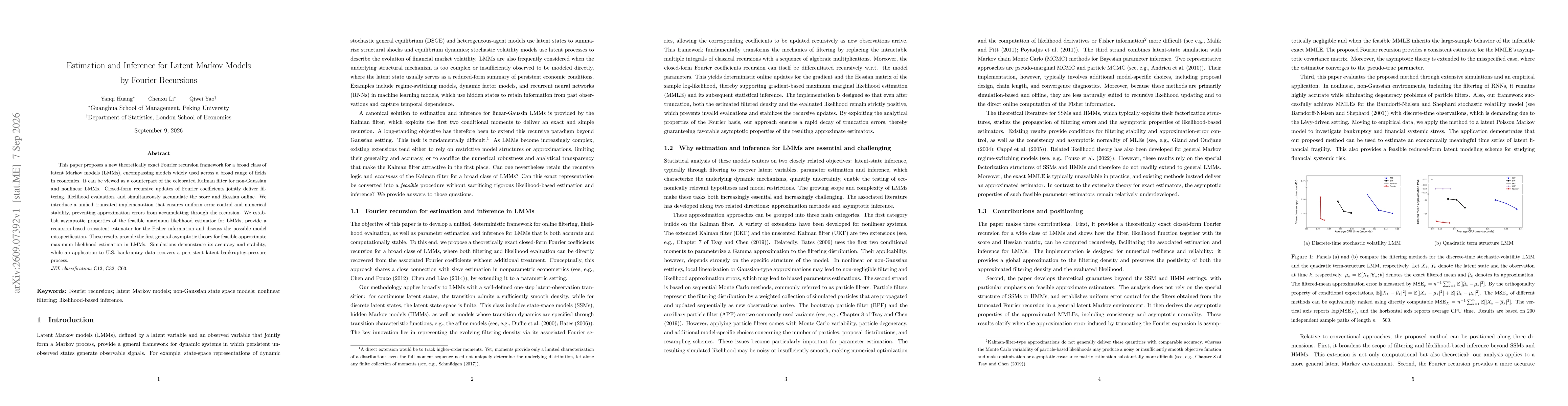 Thumbnail for Estimation and Inference for Latent Markov Models by Fourier Recursions