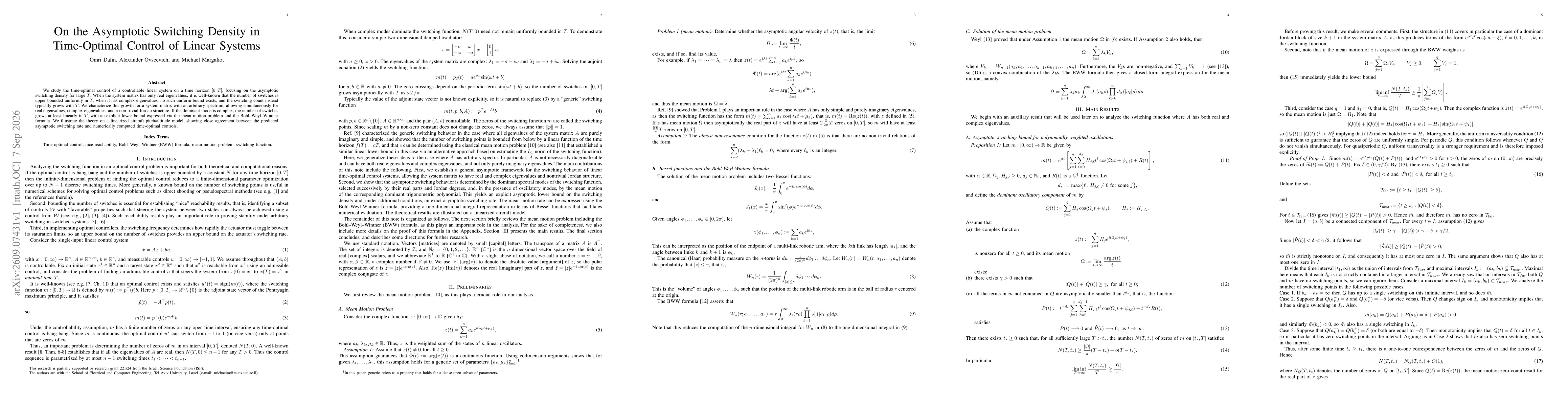 Thumbnail for On the Asymptotic Switching Density in Time-Optimal Control of Linear Systems