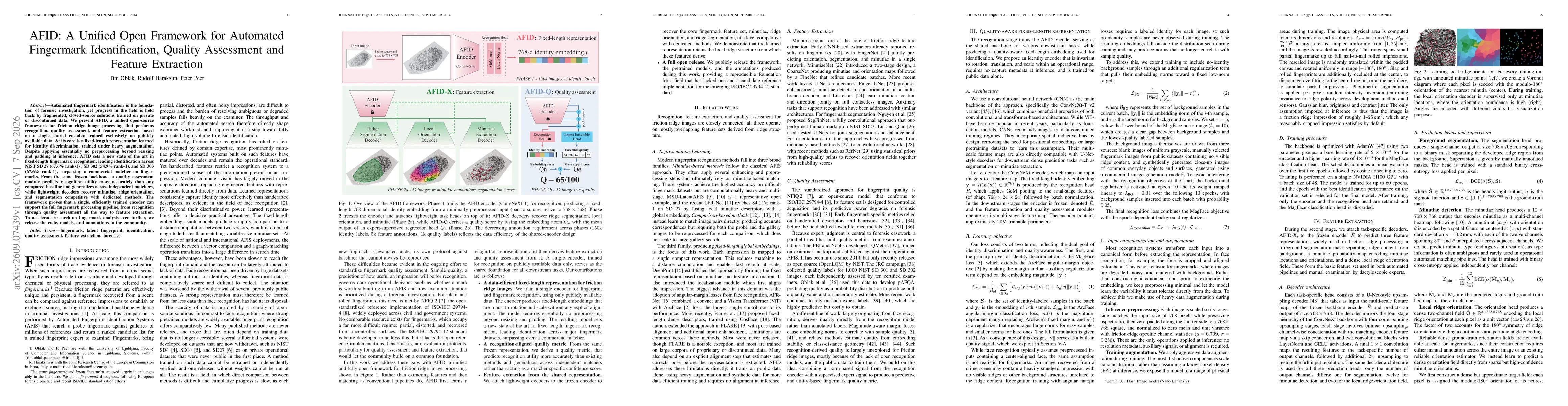Thumbnail for AFID: A Unified Open Framework for Automated Fingermark Identification, Quality Assessment and Feature Extraction