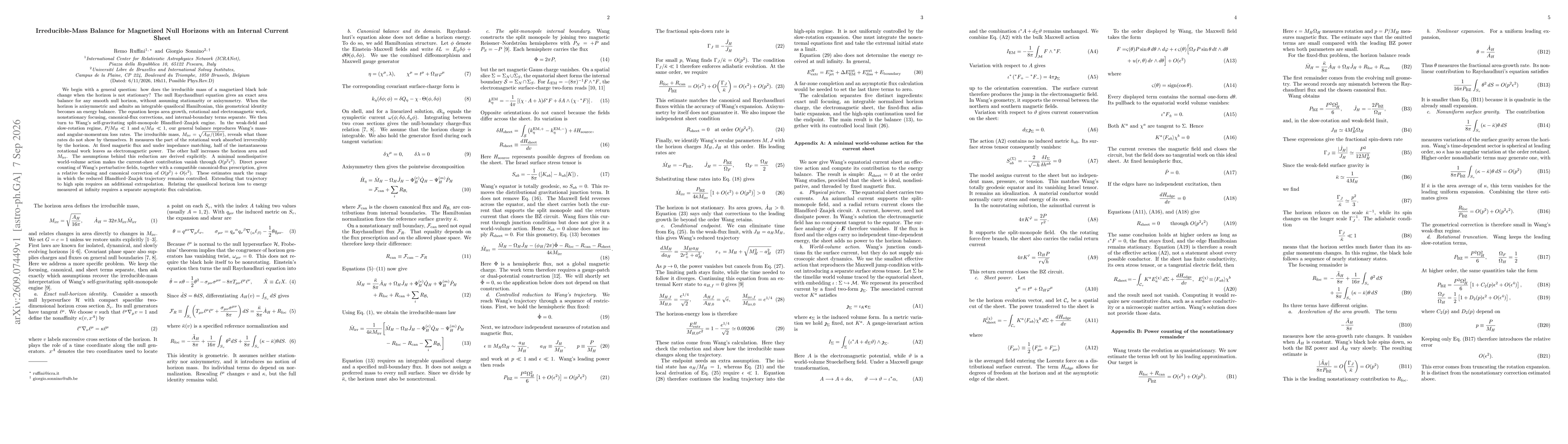 Thumbnail for Irreducible-Mass Balance for Magnetized Null Horizons with an Internal Current Sheet