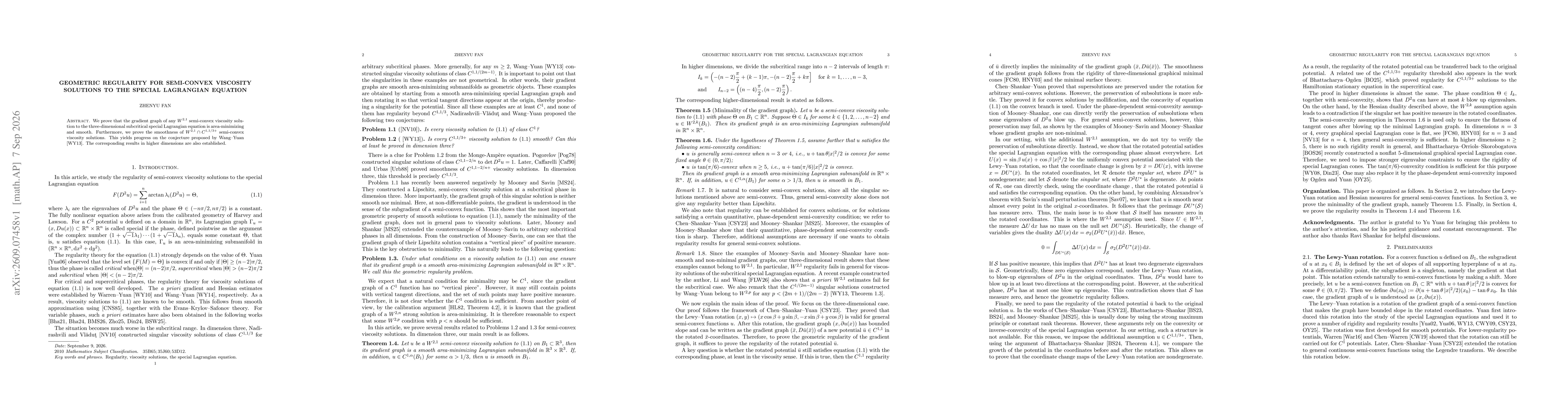 Thumbnail for Geometric regularity for semi-convex viscosity solutions to the special Lagrangian equation