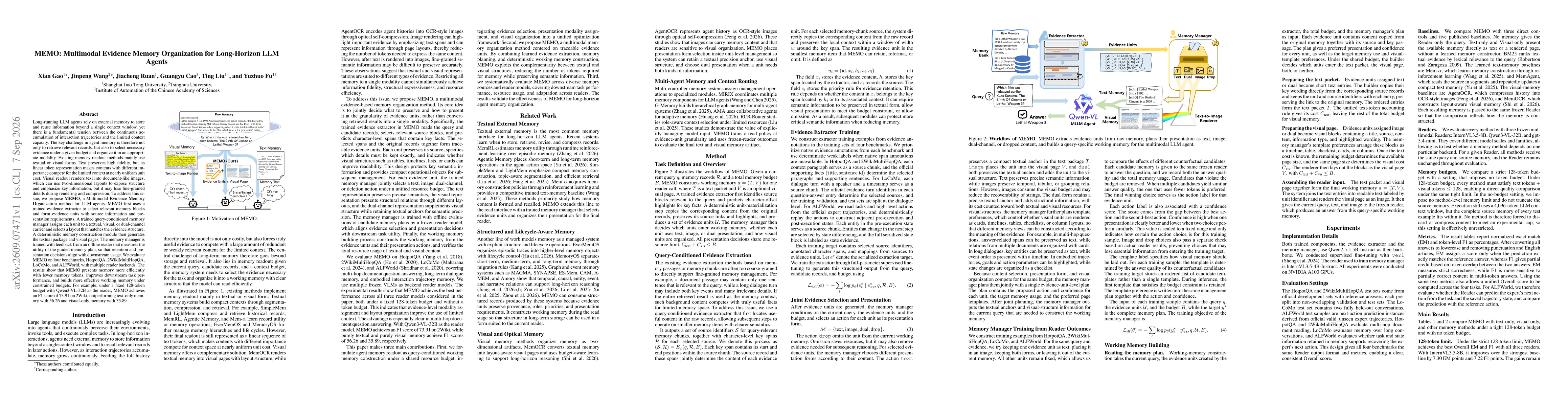 Thumbnail for MEMO: Multimodal Evidence Memory Organization for Long-Horizon LLM Agents