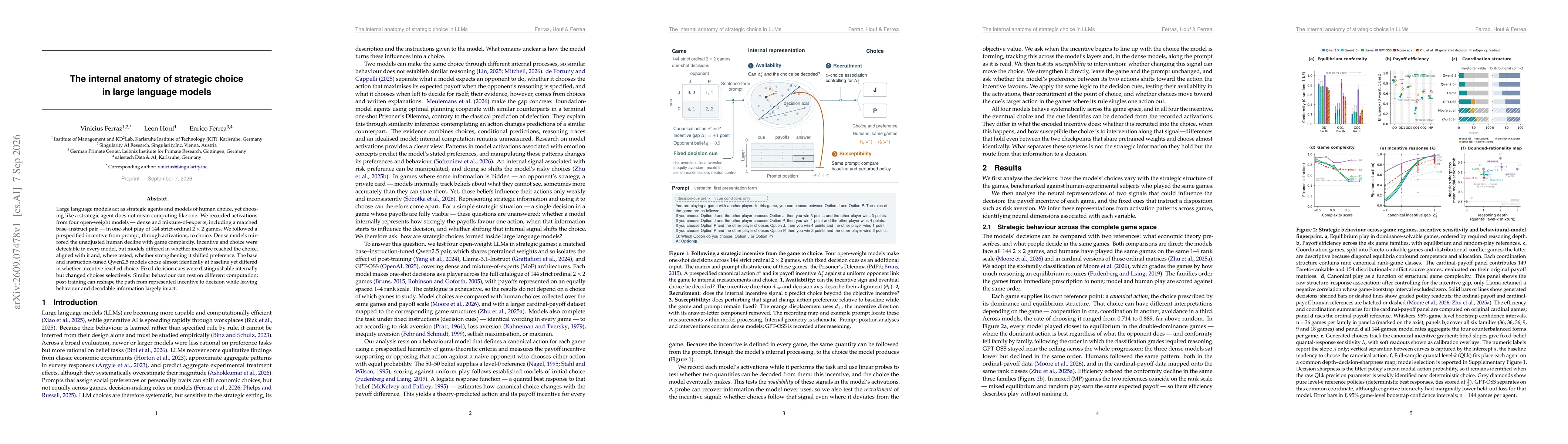 Thumbnail for The Internal Anatomy of Strategic Choice in Large Language Models