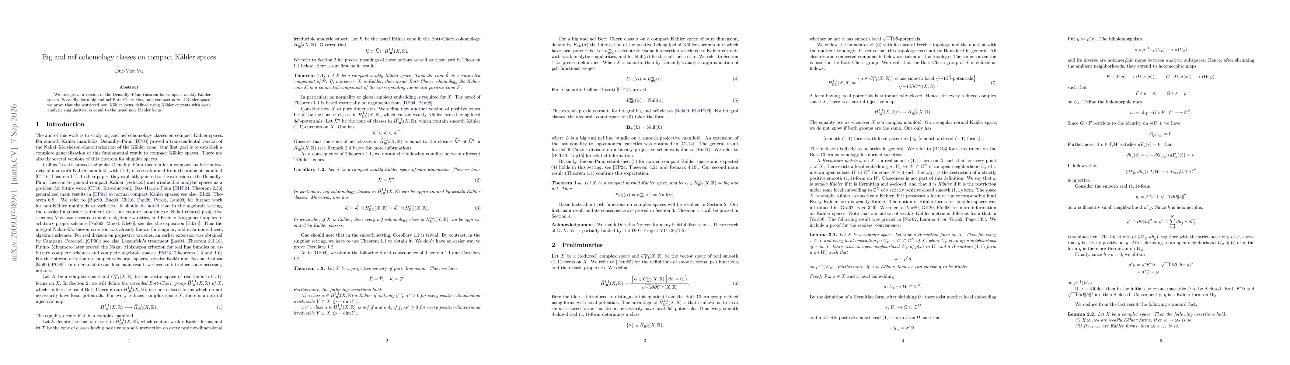 Thumbnail for Big and nef cohomology classes on compact Kähler spaces