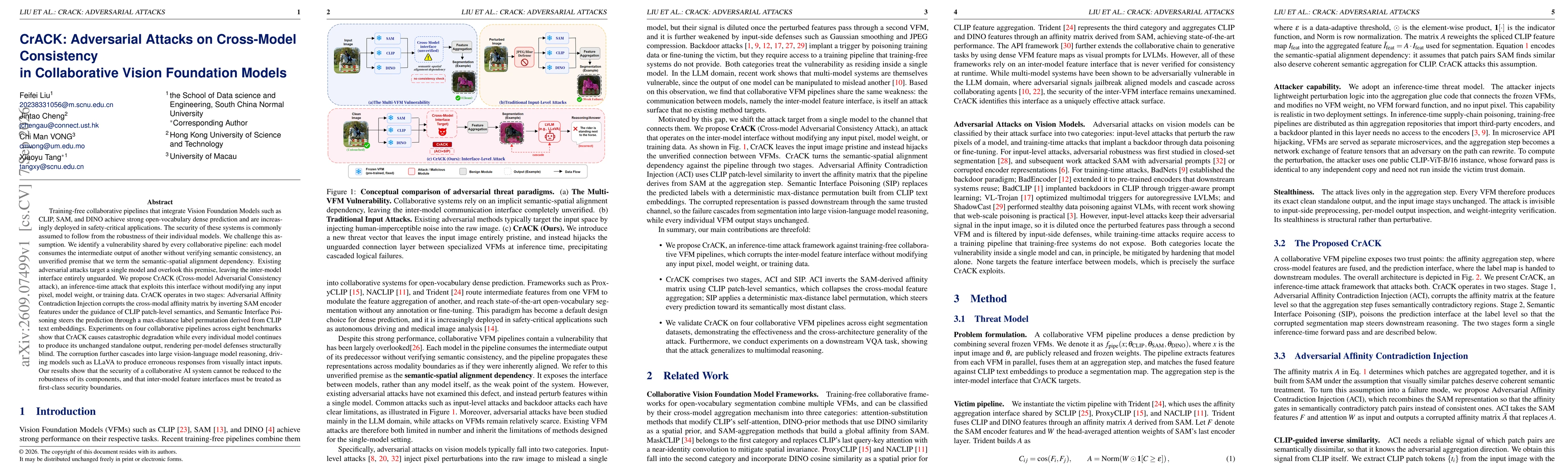 Thumbnail for CrACK: Adversarial Attacks on Cross-Model Consistency in Collaborative Vision Foundation Models