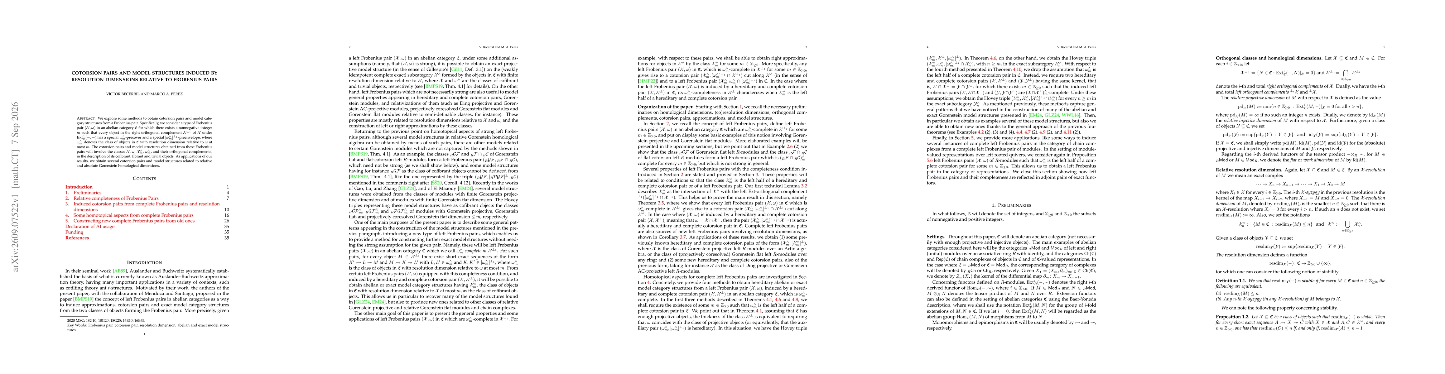 Thumbnail for Cotorsion pairs and model structures induced by resolution dimensions relative to Frobenius pairs