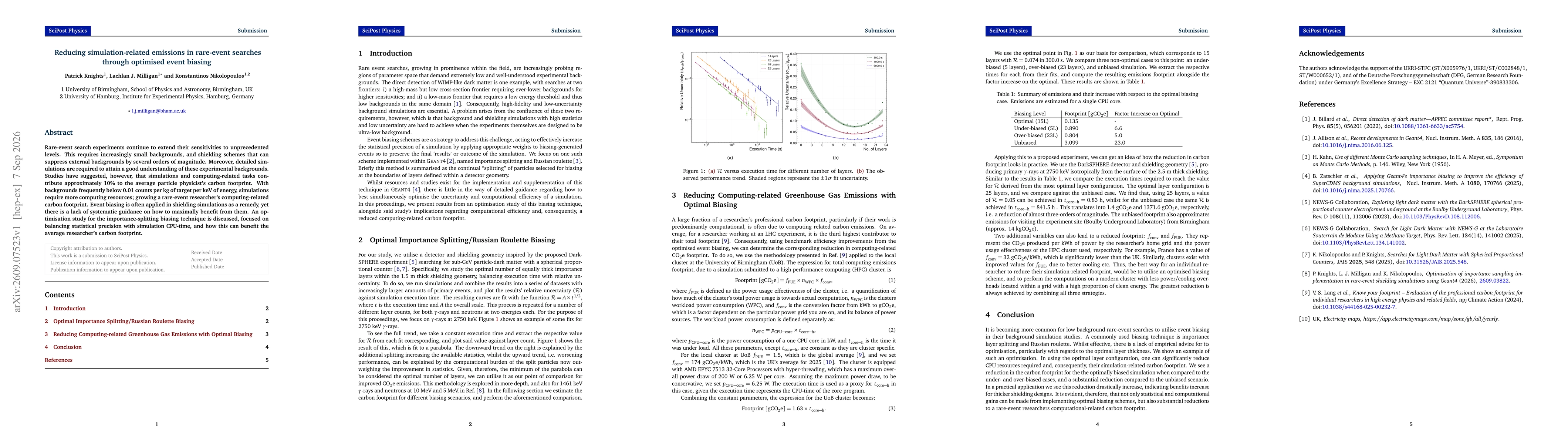 Thumbnail for Reducing simulation-related emissions in rare-event searches through optimised event biasing