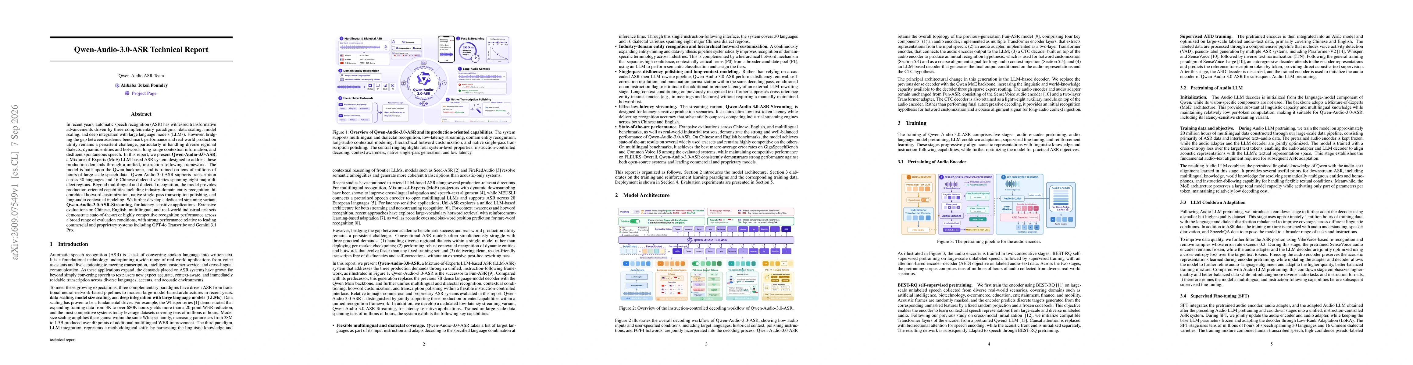 Thumbnail for Qwen-Audio-3.0-ASR Technical Report